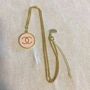Chanel powder pink enamel pendant